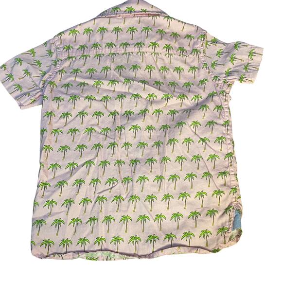 TukTuk Designs pink palm tree short sleeve collar button up shirt SIZE 3 - Picture 3 of 3